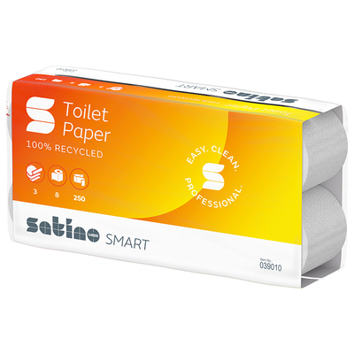 Toilettenpapier Satino smart, Recycling, 3-lagig, 94 x 110 mm, 8 x 250 Coupons, 039010